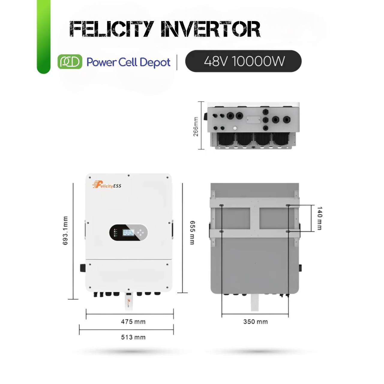 Felicity T-REX-10KLP3G01 - Гібридний інвертор 48В 380V (Потужність: 10кВт)