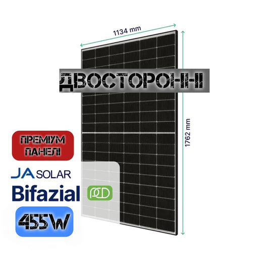 Сонячні панелі JA SOLAR 455W (JAM54D40 LB) Black Frame n-type