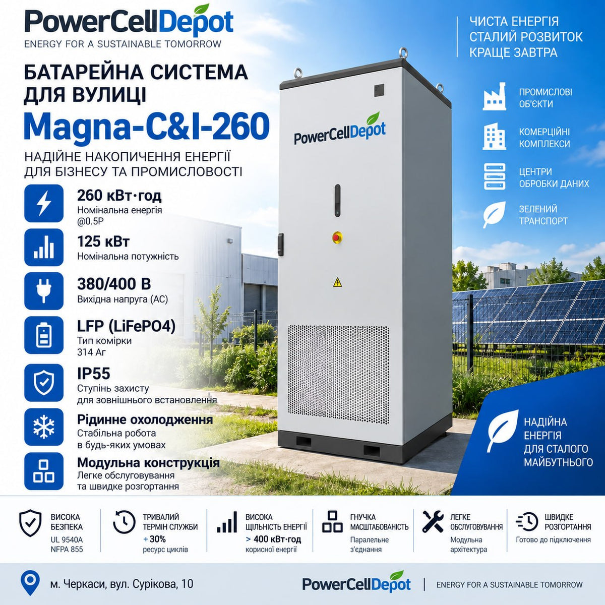 Система накопичення енергії PowerCellDepot Magna 260 kW